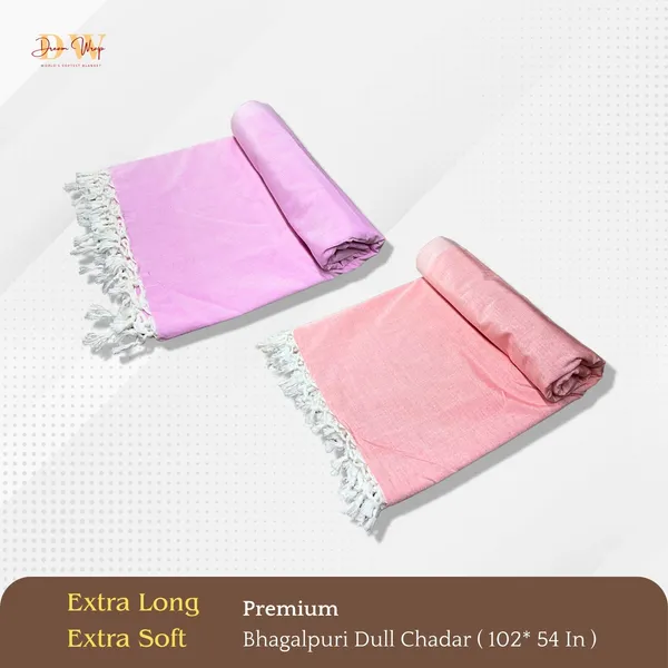 Pack_Of_2_Plain_Pink_&_Orange_Cotton_Queen_Size_Bhagalpuri_Dull_Blanket
