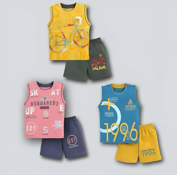 Multicolor_Baby_Boys_&_Baby_Girls_Casual_T-shirt_Shorts