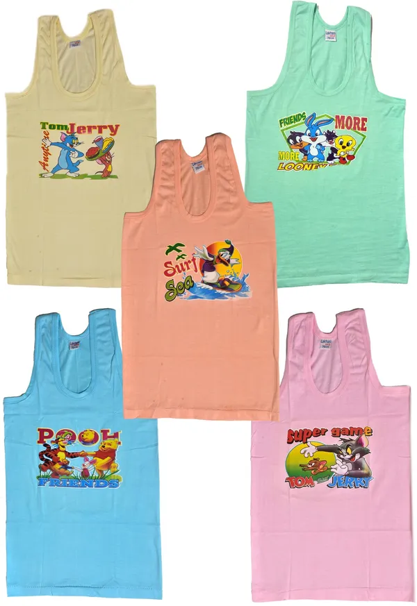 Multicolor_Cotton_Blend_Sleeveless_Vest_For_Boys_(Pack_Of_5)
