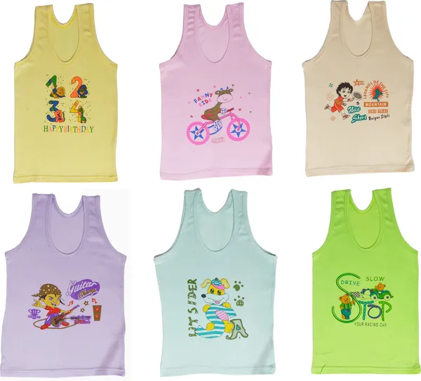 Multicolor_Cotton_Blend_Sleeveless_Vest_For_Baby_Boys_&_Baby_Girls_(Pack_Of_6)