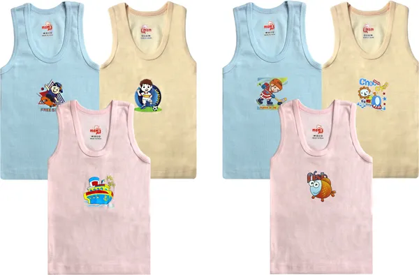Multicolor_Cotton_Blend_Sleeveless_Vest_For_Baby_Boys_&_Baby_Girls_(Pack_Of_6)