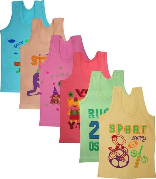 Multicolor_Cotton_Blend_Sleeveless_Vest_For_Baby_Boys_&_Baby_Girls_(Pack_Of_6)