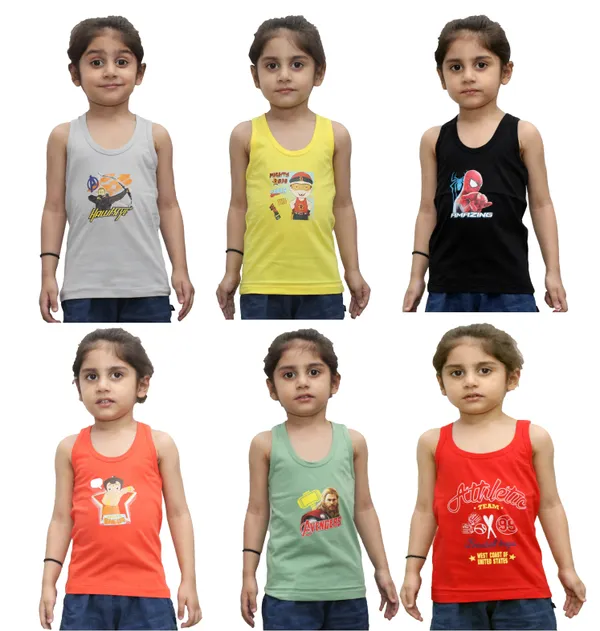 Multicolor_Cotton_Sleeveless_Printed_Vest_For_Boys_&_Girls_(Pack_Of_6)