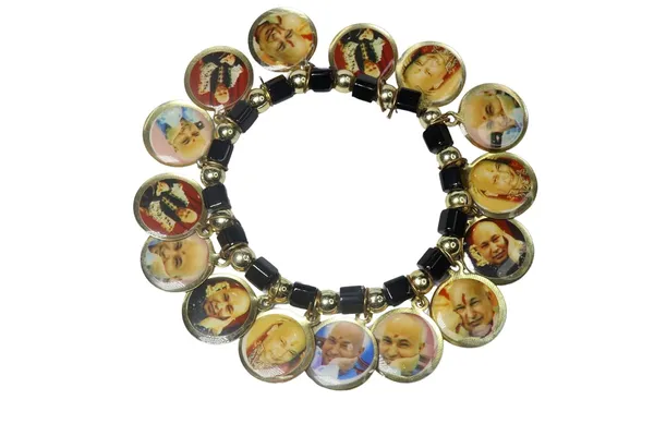 Shukrana_Blessings_Guruji_Swaroop_Bracelet_with_Shiv_Ji_Swaroop_Bracelet_–_Sacred_Round_Medallions_with_Gold-Toned_Border,_Black_Beads,_and_Golden_Accents