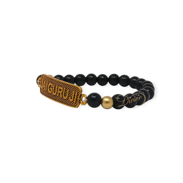 DIVINE_GURU_JI_Jai_Guruji_Brass_Bracelet_for_Men_&_Women_|_Black_Beads_Kada_with_Golden_Plate_|_Handmade_Spiritual_for_Blessings,_Meditation,_Satsang_&_Devotional_Gift