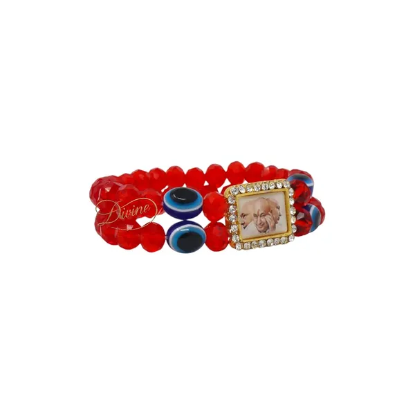 DIVINE_GURU_JI_Jai_Guru_Ji_Bracelet_with_Red_Crystal_Beads,_Evil_Eye_Protection_&_Stone_Studded_Frame_|_Spiritual_Divine_Wristband_with_Guru_Ji_Photo_|_Unisex_Devotional_Gift_for_Faith_&_Positivity