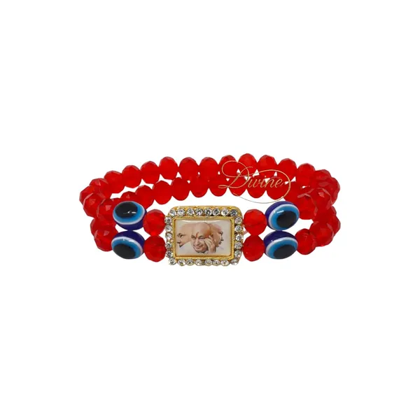 DIVINE_GURU_JI_Jai_Guru_Ji_Bracelet_with_Red_Crystal_Beads,_Evil_Eye_Protection_&_Stone_Studded_Frame_|_Spiritual_Divine_Wristband_with_Guru_Ji_Photo_|_Unisex_Devotional_Gift_for_Faith_&_Positivity