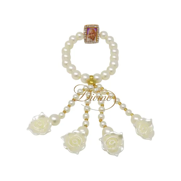 DIVINE_GURU_JI_Guru_Ji_Pearl_Bracelet_with_Rose_Beads_|_Spiritual_White_Beaded_Hand_Bracelet_for_Men_&_Women_|_Devotional_Wristband_Gifting