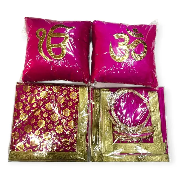 Divine_GURU_JI_Jai_Guru_Ji_Chola_Set_with_Guruji_Blessings_Print_|_Decorative_Cushion_Covers_&_Divine_Rumala_for_Pooja,_Mandir,_Spiritual_Gifts_&_Religious_Decor_–_14_Piece_Set_(Pink)