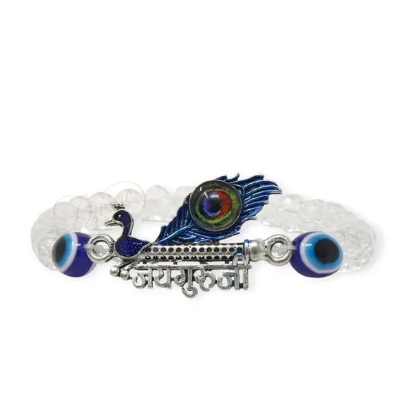 DIVINE_GURU_JI_Jai_Guru_Ji_Bracelet_with_Peacock_Feather_&_Flute_Design_|_Evil_Eye_Protection_Crystal_Bead_Kada_|_Spiritual_Adjustable_Bracelet_for_Men_&_Women