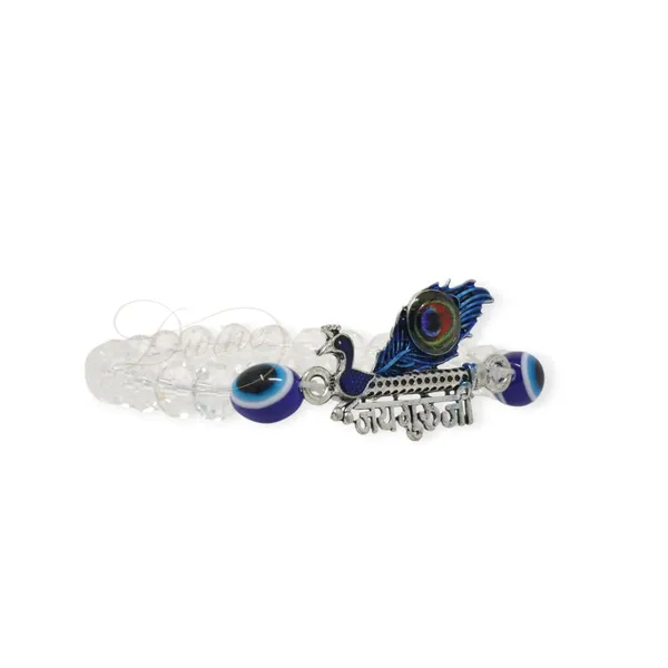 DIVINE_GURU_JI_Jai_Guru_Ji_Bracelet_with_Peacock_Feather_&_Flute_Design_|_Evil_Eye_Protection_Crystal_Bead_Kada_|_Spiritual_Adjustable_Bracelet_for_Men_&_Women