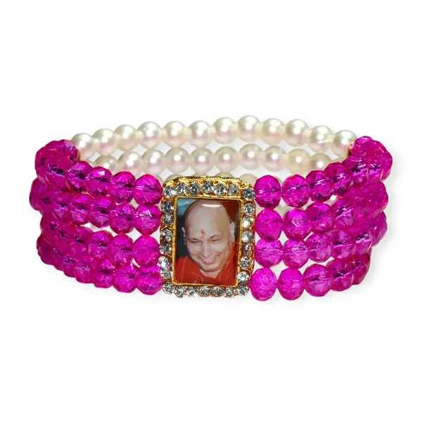 Shukrana_Blessings_Crystal_Beaded_|_Guruji_Bracelets_|_Guru_Ji_Bracelet_|_Guruji_Swaroop_Bracelets,_Pink_and_Pearl,_4-Strand_with_Rhinestone_Photo_Frame