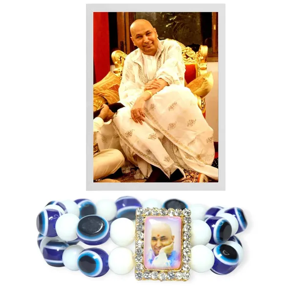 Shukrana_Blessings_Evil_Eye_Protection_Guru_ji_Bracelet,_Double_Strand_Beaded,_Blue_and_Black_Glass_Beads_with_Crystal_Photo_Frame_(Blue-White,_One_Size)