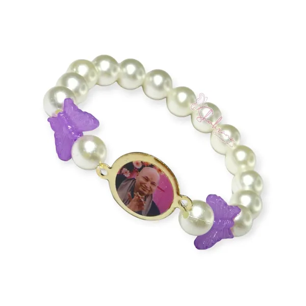 Shukrana_Blessings_Guruji_Bracelets_|_Guru_Ji_Bracelet_|_Guruji_Swaroop_Bracelets_–_Pearl_Beaded_Design_with_Purple_Butterfly_Accents_and_Gold-Tone_Photo_Frame_(One_Piece)
