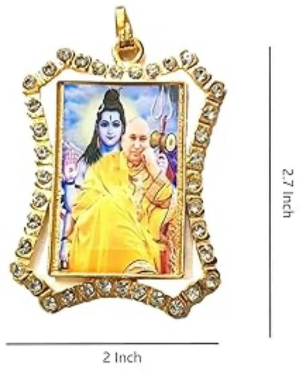 Set-2_GURU_JI_SWAROOP_designed_Golden_Metal_Pendant_&_2_Gold_Plated_Chains