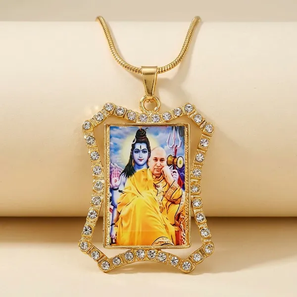 Set-2_GURU_JI_SWAROOP_designed_Golden_Metal_Pendant_&_2_Gold_Plated_Chains