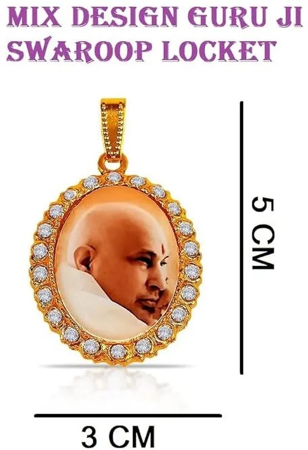 5_Pcs_Mix_Design_Swaroop/Photo_Metal_Golden_Color_Oval_Shape_Jai_Guru_Ji_Locket