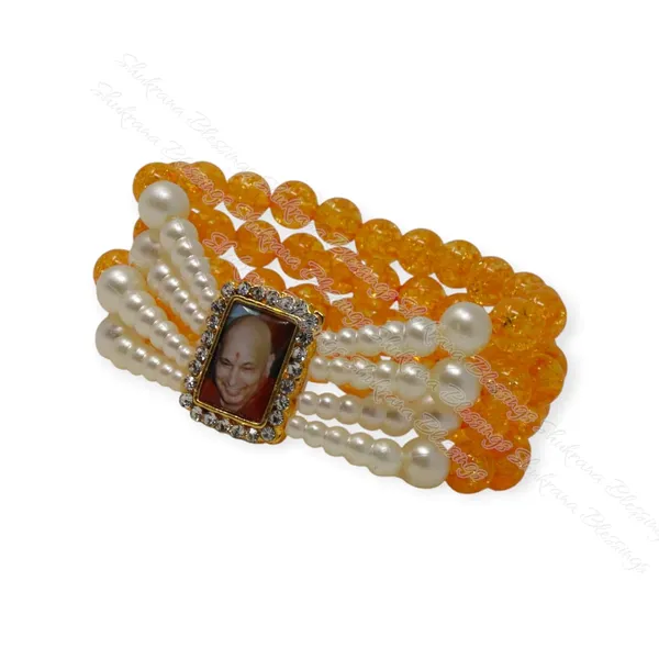 Shukrana_Blessings_Jai_guru_ji_bracelet_|_Guruji_Swaroop_Beaded_Bracelet_–_Orange,_Purple_&_Green_Shine_with_Religious_Charm_&_Clear_Crystals_|_Guruji_Photo_Frame_Wristband