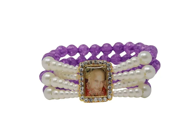 Shukrana_Blessings_Jai_guru_ji_bracelet_|_Guruji_Swaroop_Beaded_Bracelet_–_Orange,_Purple_&_Green_Shine_with_Religious_Charm_&_Clear_Crystals_|_Guruji_Photo_Frame_Wristband