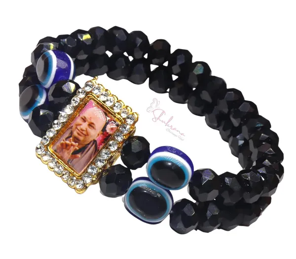 Shukrana_Blessings_Spiritual_Guru_Ji_Bracelet_|_Guruji_Swaroop_Bracelets_Blessing_of_Gurujit_–_Black_Beaded_Multi-Strand_Design_with_Crystal_Frame_and_Evil_Eye_Protection