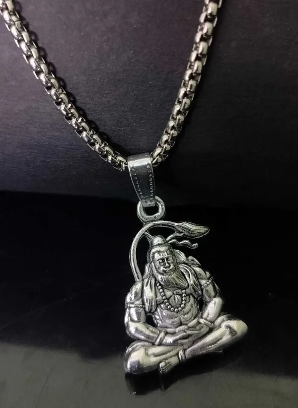 Silver_plated_Hanuman_bajrangbali_balaji_locket_chain_for_boy/men_&girls/women