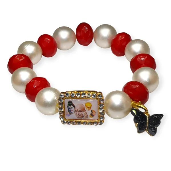Shukrana_Blessings_Jai_Guruji_Crystal_Beaded_Bracelet_with_Religious_Charm,_Clear_Crystals_and_Multi-Color_Beads,_Gold-Plated_Frame_(Premium-Bracelet)