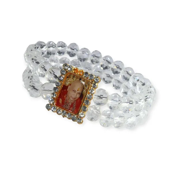 Shukrana_Blessings_Guruji_Swaroop_Bracelet_|_White_Shining_Beaded_Bracelet_with_Religious_Charm_&_Clear_Crystals_|_Guruji_Photo_Frame_Wristband