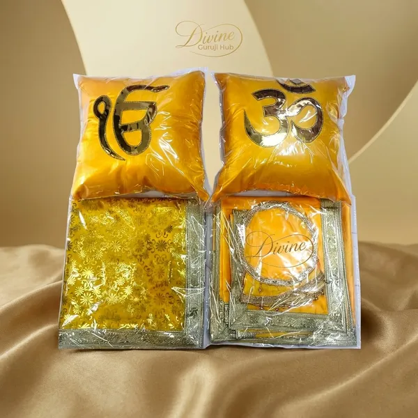 Divine_GURU_JI_Jai_Guru_Ji_Chola_Set_with_Guruji_Blessings_Print_|_Decorative_Cushion_Covers_&_Divine_Rumala_for_Pooja,_Mandir,_Spiritual_Gifts_&_Religious_Decor_–_14_Piece_Set_(Yellow)
