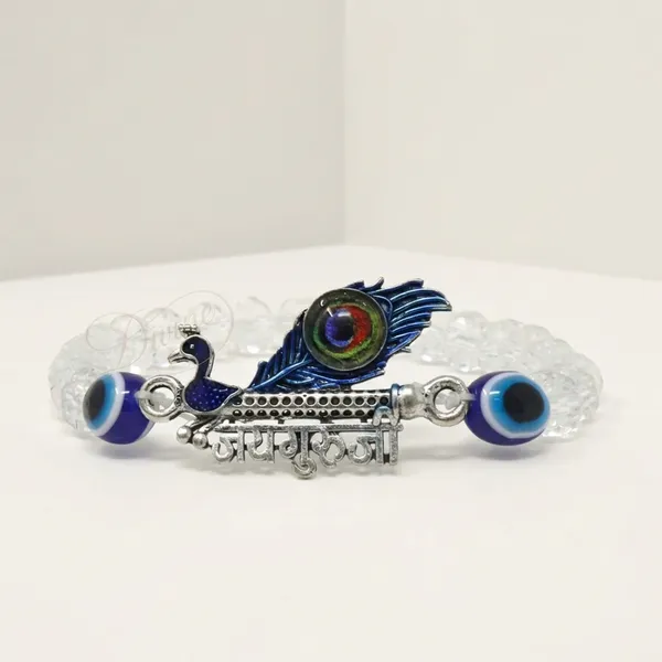DIVINE_GURU_JI_Jai_Guru_Ji_Bracelet_with_Peacock_Feather_&_Flute_Design_|_Evil_Eye_Protection_Crystal_Bead_Kada_|_Spiritual_Adjustable_Bracelet_for_Men_&_Women