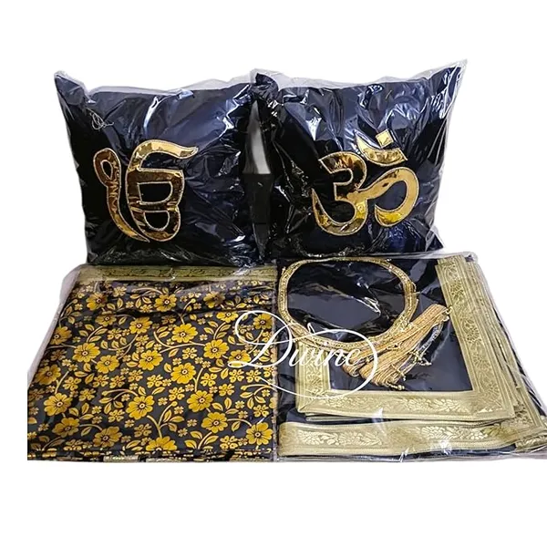 Divine_GURU_JI_Jai_Guru_Ji_Chola_Set_with_Guruji_Blessings_Print_|_Decorative_Cushion_Covers_&_Divine_Rumala_for_Pooja,_Mandir,_Spiritual_Gifts_&_Religious_Decor_–_14_Piece_Set_(Black)