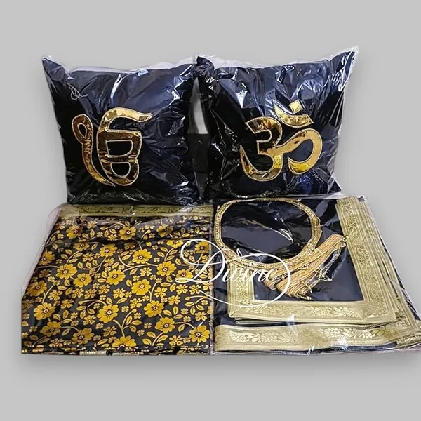 Divine_GURU_JI_Jai_Guru_Ji_Chola_Set_with_Guruji_Blessings_Print_|_Decorative_Cushion_Covers_&_Divine_Rumala_for_Pooja,_Mandir,_Spiritual_Gifts_&_Religious_Decor_–_14_Piece_Set_(Black)