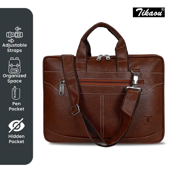 Tan_Synthetic_Leather_Expandable_Laptop_Office_Bag_(40.64_X_3.81_X_30.48_Cm)