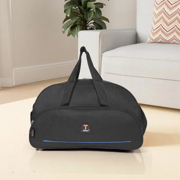 Black_18_Inch_Duffle_Bag_With_2_Spacious_Compartments_For_Travel,_Gym_&_Overnight_Trips
