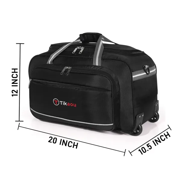 Black_20_Inch_Duffel_Trolley_Bag_With_Wheels,_Adjustable_Strap_&_Spacious_Compartments