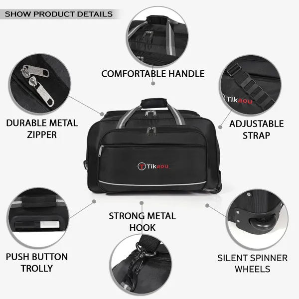 Black_20_Inch_Duffel_Trolley_Bag_With_Wheels,_Adjustable_Strap_&_Spacious_Compartments