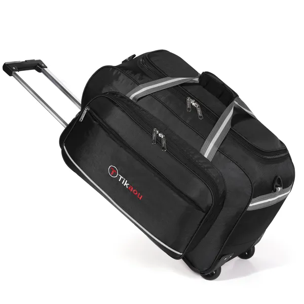 Black_20_Inch_Duffel_Trolley_Bag_With_Wheels,_Adjustable_Strap_&_Spacious_Compartments