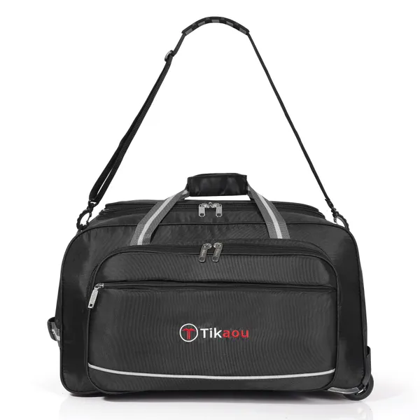 Black_20_Inch_Duffel_Trolley_Bag_With_Wheels,_Adjustable_Strap_&_Spacious_Compartments