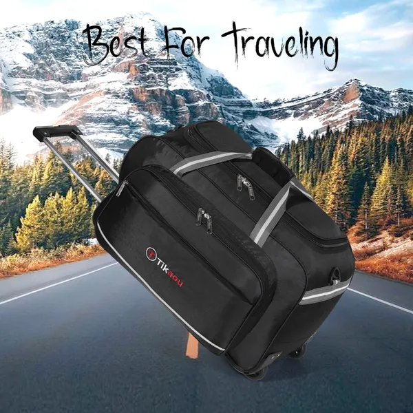 Black_24_Inch_Duffel_Trolley_Bag_With_Wheels,_Adjustable_Strap_&_Spacious_Compartments