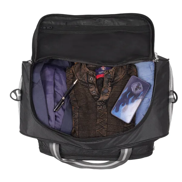 Black_24_Inch_Duffel_Trolley_Bag_With_Wheels,_Adjustable_Strap_&_Spacious_Compartments
