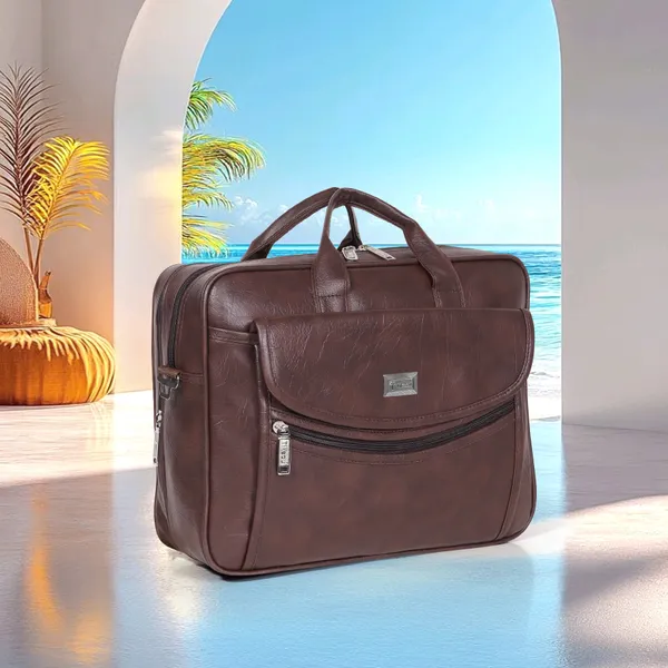 Tan_Classic_Foam_Travel_Messenger_Office_Bag_With_Laptop_Sleeve