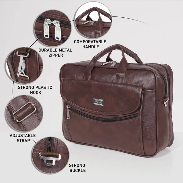 Tan_Classic_Foam_Travel_Messenger_Office_Bag_With_Laptop_Sleeve