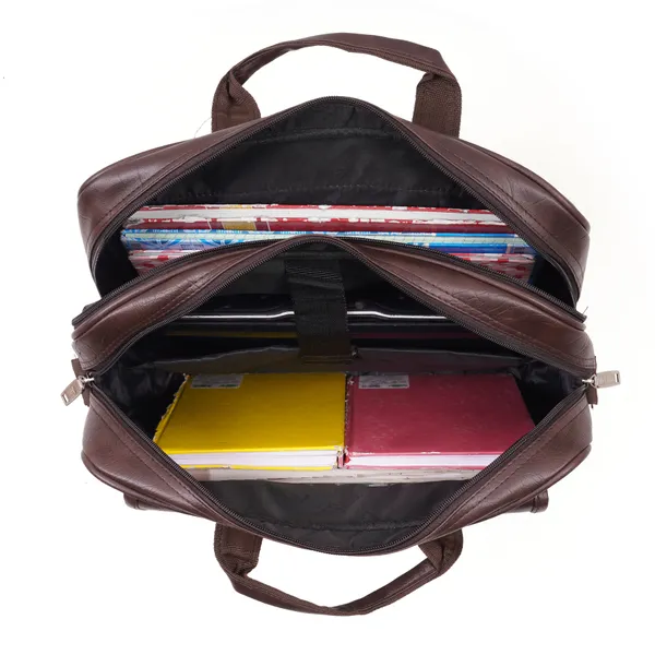 Tan_Classic_Foam_Travel_Messenger_Office_Bag_With_Laptop_Sleeve