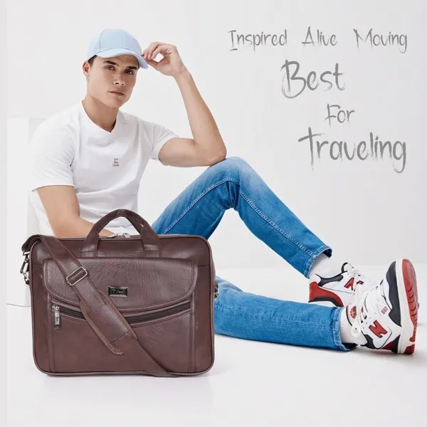 Tan_Classic_Foam_Travel_Messenger_Office_Bag_With_Laptop_Sleeve