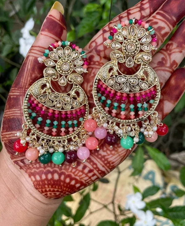 Pink__Alloy_Clip-On_Chandbali_Earrings_For_Women