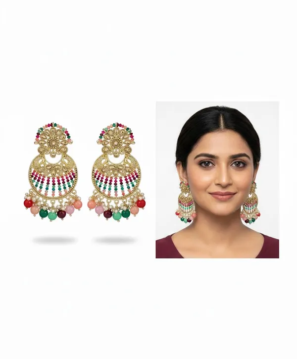 Pink__Alloy_Clip-On_Chandbali_Earrings_For_Women
