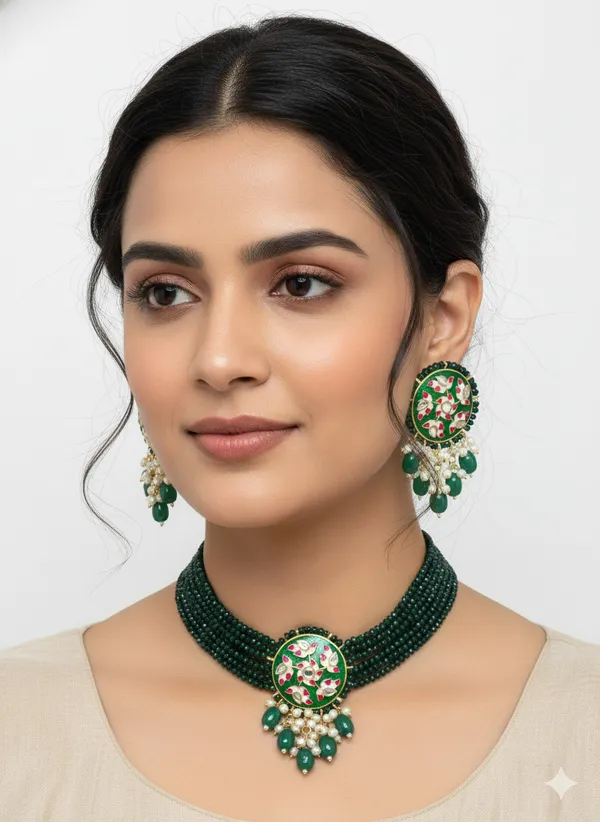 Green_Premium_Brass_Earrings_&_Necklace_Jewellery_Set_For_Women