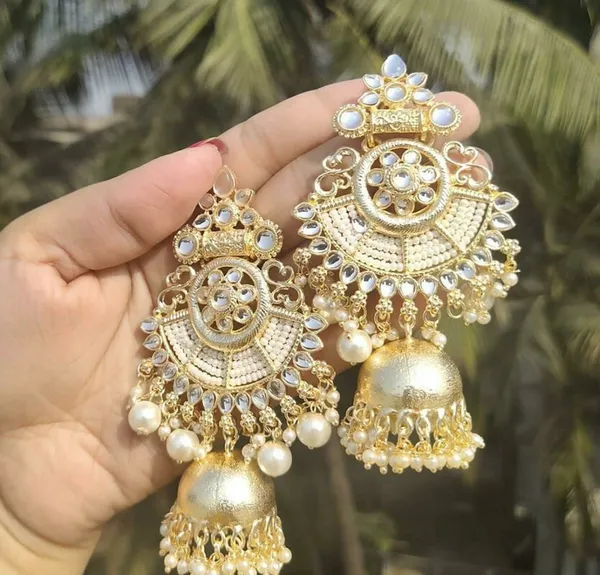 Gold__Brass_Clip-On_Chandbali_Earrings_For_Women