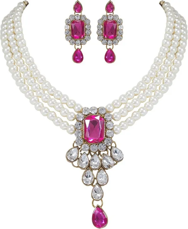 Pink_Premium_Alloy_Earrings_&_Necklace_Jewellery_Set_For_Women