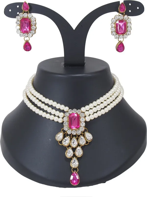 Pink_Premium_Alloy_Earrings_&_Necklace_Jewellery_Set_For_Women