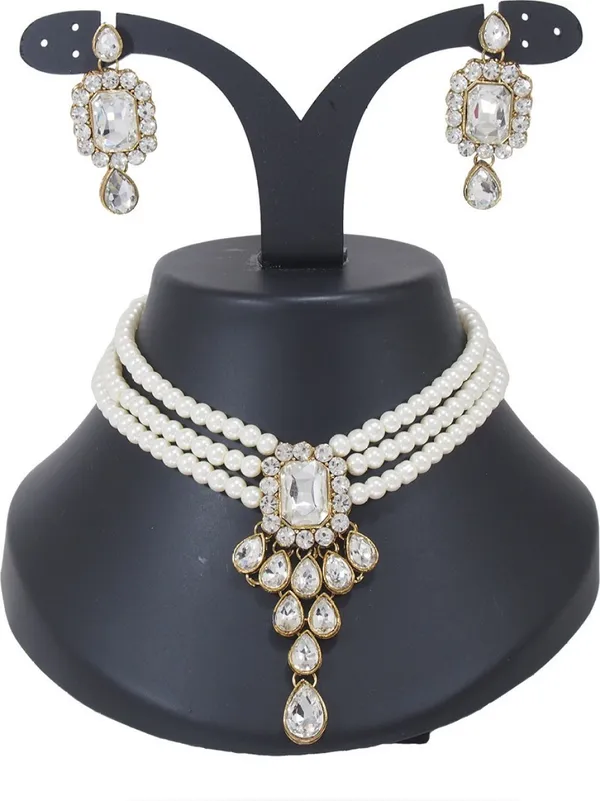 White_Premium_Alloy_Earrings_&_Necklace_Jewellery_Set_For_Women